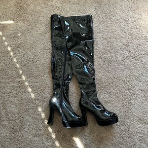 Black thigh-high boots